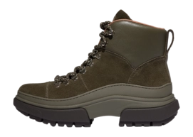 FitFlop Women Wylder Lace Up Boot Suede Deep Olive