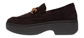 FitFlop Women F-Luma Chunky Snaffle Suede Demi-Wedge Loafers Chocolate Brown