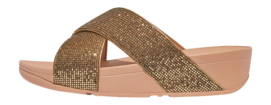 Slipper FitFlop Lulu Cross Slide Glitterball Damen Old Gold