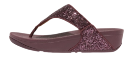 FitFlop Women Lulu Glitter Toe-Thongs PU Glitter Metallic Mauve Wine