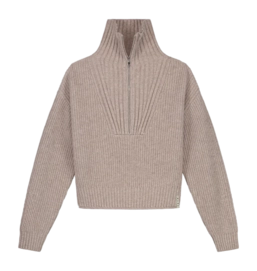 Pullover Half Zip Olaf Hussein Merino Knit Damen Oatmeal
