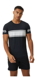 Tennis Shirt Björn Borg Men Borg T-Shirt Stripe Black Beauty