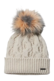 Bonnet Columbia Women Boundless Days Cable Knit Pom Beanie Dark Stone