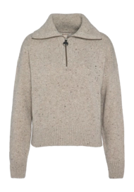 Pull Barbour Femme Lavensdale Half Zip Knitted Jumper Oatmeal