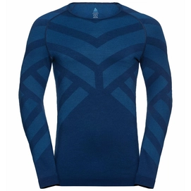 Unterhemd Odlo BL Top Crew Neck LS Kinship Warm Estate Blue Melange Herren