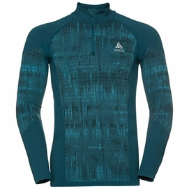 Ondershirt Odlo Men BL Top Turtle Neck LS Half Zip Blackcomb Submerged