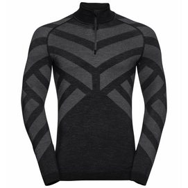 Maillot de Corps Odlo Men BL Top Turtle Neck LS Half Zip Kinship Black Melange