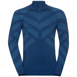 Maillot de Corps Odlo Men BL Top Turtle Neck LS Half Zip Kinship Estate Blue Melange