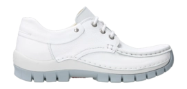Veterschoen Wolky Women Fly Velvet leather White Lightblue