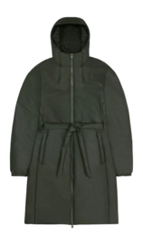 Regenjas RAINS Women Lohja Long Insulated Curve Jacket Green