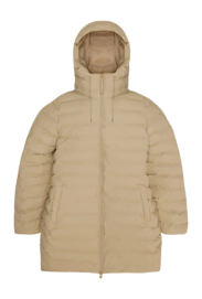 Regenjas RAINS Women Lohja Long Puffer Curve Jacket Sand
