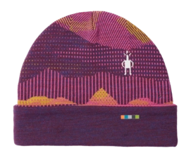 Bonnet Smartwool Kids Thermal Merino Reversible Cuffed Beanie Purple Iris Mtn Scape (L/XL)