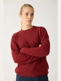 Pullover Knowledge Cotton Apparel Damen Cotton Micro Bubble Crew Neck Knit Fired Brick