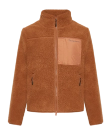 Sweatjacke Knowledge Cotton Apparel Damen Teddy High Neck Zip Jacket Mocha Bisque