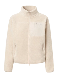 Sweatjacke Knowledge Cotton Apparel Damen Teddy High Neck Zip Jacket White