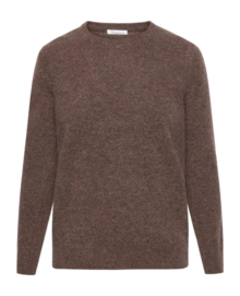 Pull Knowledge Cotton Apparel Women Lambswool Crew Neck Demitasse Brown