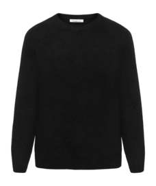 Pull Knowledge Cotton Apparel Women Lambswool Crew Neck Black Jet