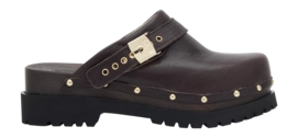 Klomp Scholl Women Cindy Leather T Dark Brown