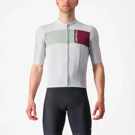 Maillot de Vélo Castelli Men Prologo 7 Jersey Silver Gray/Defender Green-Bor