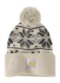 Muts Carhartt Women Knit Pom Jacquard Beanie Oat Milk