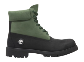 Timberland Men Premium 6 Inch Lace WP Black Nubuck W Dark Green