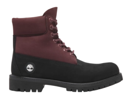 Timberland Men Premium 6 Inch Lace WP Black Nubuck W Burgundy