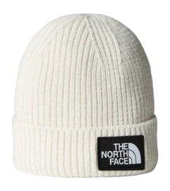 Muts The North Face Unisex TNF Logo Box Cuffed Beanie Short Short White Dune