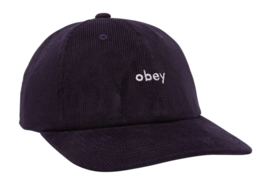 Cap Obey Men Lowercase Corduroy 6 Panel Strapback Academy Navy