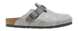 Clog Birkenstock Boston Leather Felt Unisex Light Gray Narrow