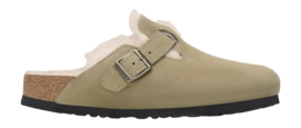 Clog Birkenstock Boston Shearling Suede Fur Unisex Taupe Narrow