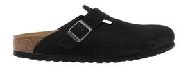 Clog Birkenstock Boston VL Kord Cord Teddy Shearling Suede Fur Corduroy Unisex Black Narrow