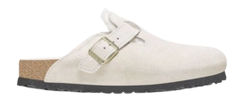 Clog Birkenstock Boston Shearling Suede Fur Damen Antique White Narrow