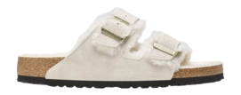 Sandals Birkenstock Women Arizona Shearling Suede Fur Antique White Narrow