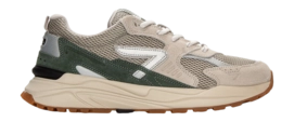 Baskets HUB Homme Grid S48 Washed Linen Silver Sage Green Light Beige Dark Gum
