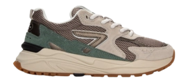 Baskets HUB Femme Grid S48 Almond Brown Antique Bronze Leaf Grean Light Beige Dark Gum