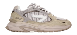 Baskets HUB Femme Slam M35 Mid Grey Off White Washed Linen Light Bone Almond Brown
