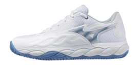 Tennis Shoe Mizuno Women Wave Enforce Court CC White Parisian Blue Plein Air