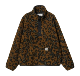 Fleecepullover Carhartt WIP Elliot High Neck Liner Damen Camo Leo Jacquard, Tamarind / Black