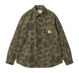 Hemd Carhartt WIP L/S Duck Unisex Camo Duck, Green / Office Green