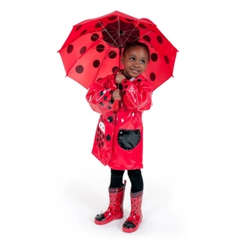 Kidorable Original Kinder Alle Wetter Wasserfeste Regenjacke Regenmantel Marienkäfer Für Jungen und Mädchen Rot 