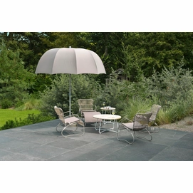 2---2015 Max & Luuk EMMA stacking lounge chair & ottoman  LILY coffee table & side table  SFERA parasol