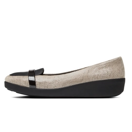 Ballerina FitFlop F-Pop™ Loafer Leather Stone Pebbleprint