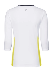 Tennisshirt HEAD Women Club Tech 3/4 White Yellow