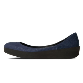 Ballerina FitFlop Superballerina™ Leather Snake Embossed Midnight Navy Snake Embossed