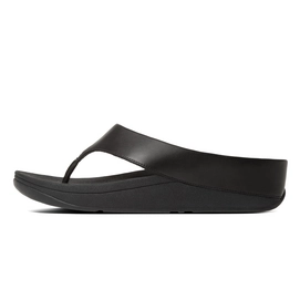 Slipper FitFlop Ringer™ Toe-Post Leather All Black