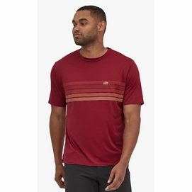 2---T-Shirt Patagonia Men Cap Cool Daily Graphic Shirt Line Logo Ridge Stripe Wax Red X-Dye-2
