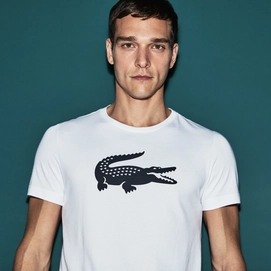 T-Shirt Lacoste Oversized Krokodil Blanc Marine