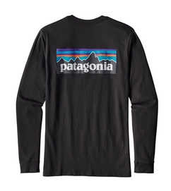T-shirt Patagonia Men's L/S P-6 Logo Cotton T-Shirt Black