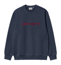 Pull Carhartt WIP Unisexe Carhartt Sweat Air Force Blue / Malbec