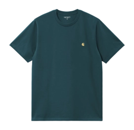 T-shirt Carhartt WIP Unisexe S/S Chase Duck Blue / Gold